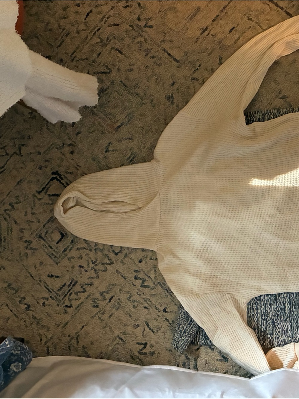 GAP Cream Hooded Waffle-Knit Sweater